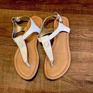 Guess white and tan sandals